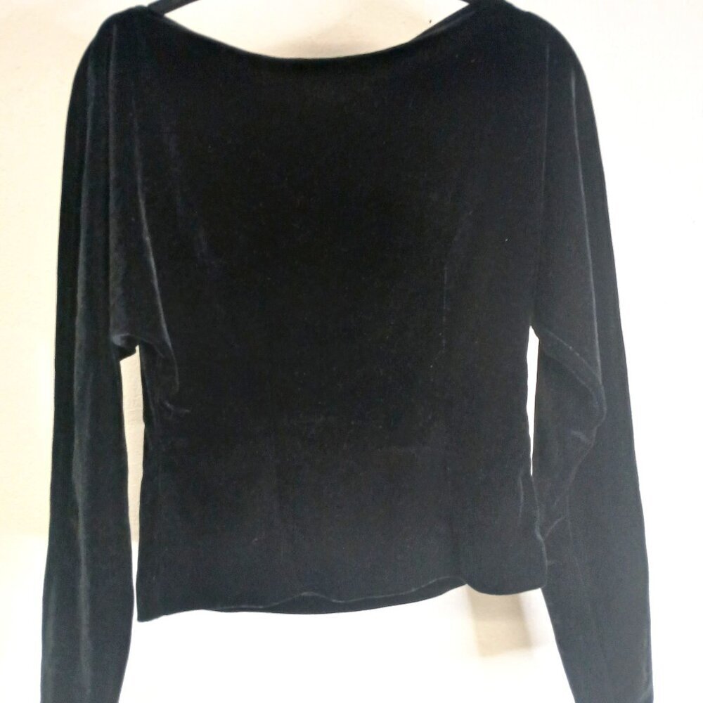 Patra Black Velvet Long Sleeve Top size small